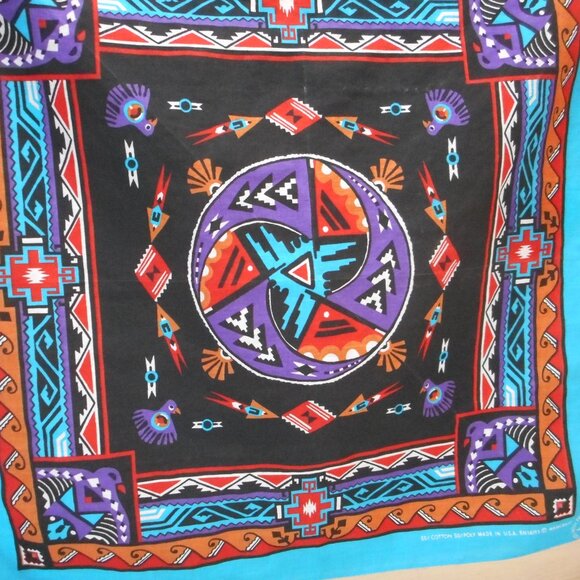 Vintage Wamcraft Bandana Western Southwest Tribal Made In USA - Picture 3 of 9